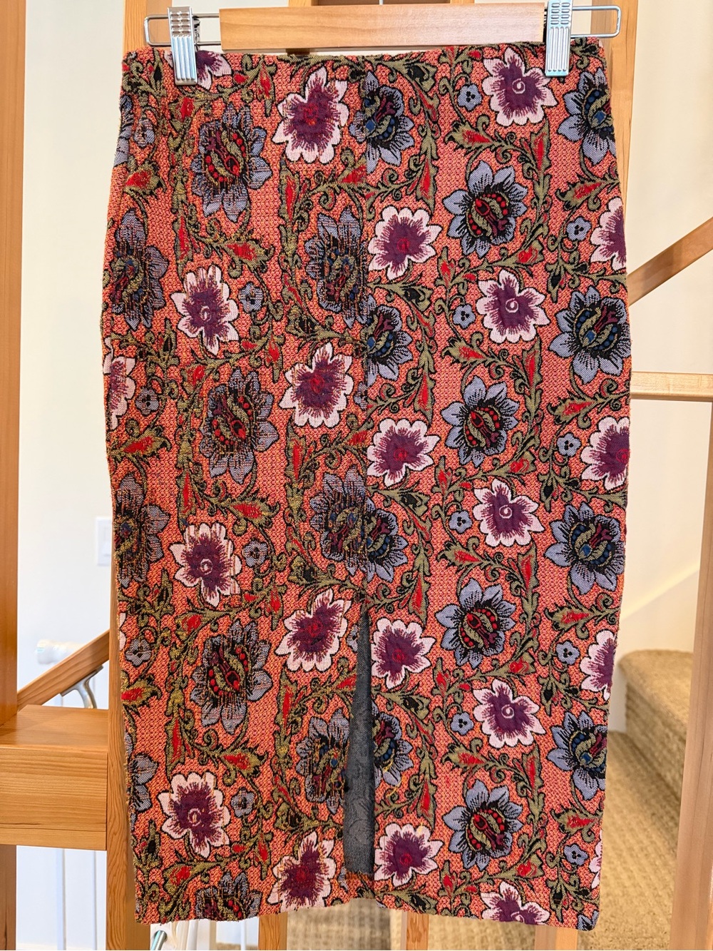 Zara Coral Pencil Skirt Floral Print - M